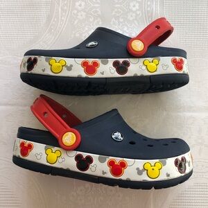 Crocs Kids Navy Mickey Mouse Light-Up Fun Clogs Slip-On Shoes Unisex Size J-2